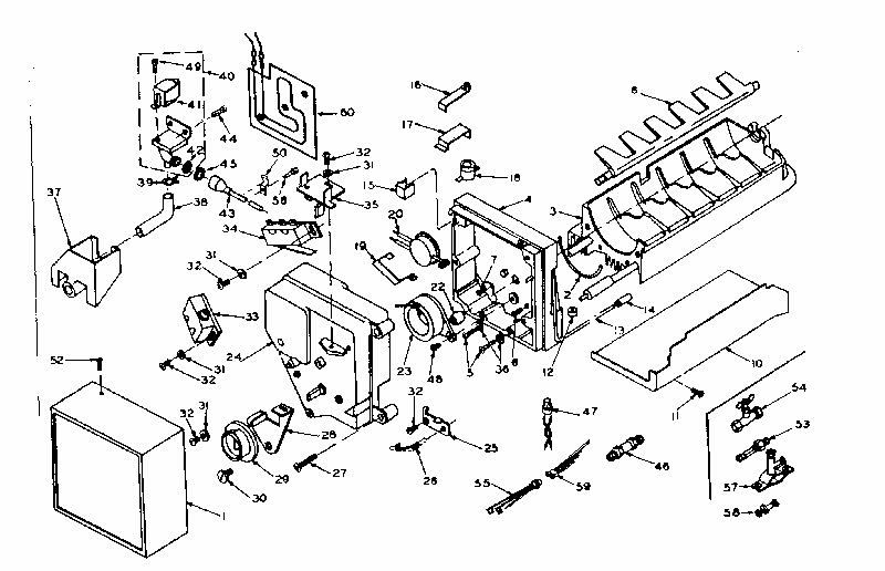 Ice Maker Diagram and Parts List for 106U16EIML  Kenmore Refrigerator