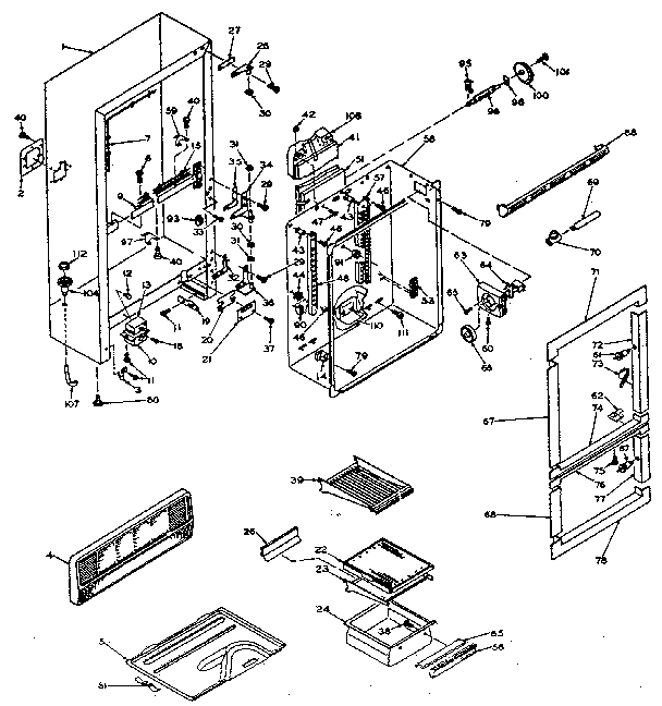 Cabinet Parts Diagram and Parts List for 106W14FIM1  Kenmore Refrigerator