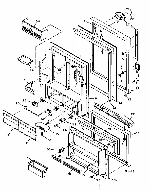 Door Parts Diagram and Parts List for 106W16G5  Kenmore Refrigerator