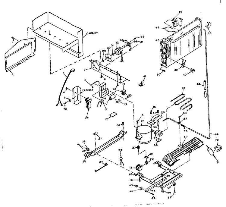 Refrigerator Unit Parts Diagram and Parts List for 106U14GL1  Kenmore Refrigerator