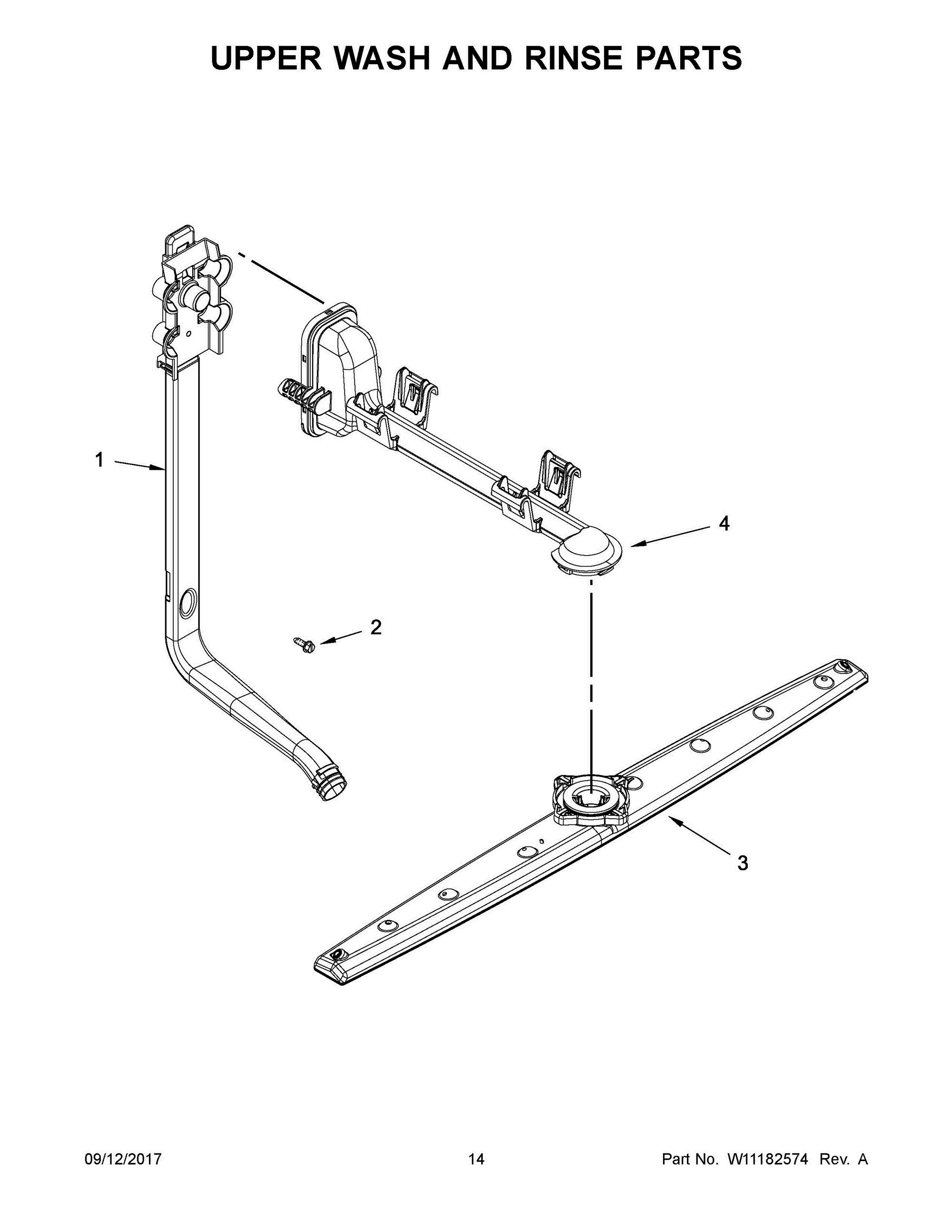 08 - UPPER WASH AND RINSE PARTS Diagram and Parts List for  Whirlpool Dishwasher