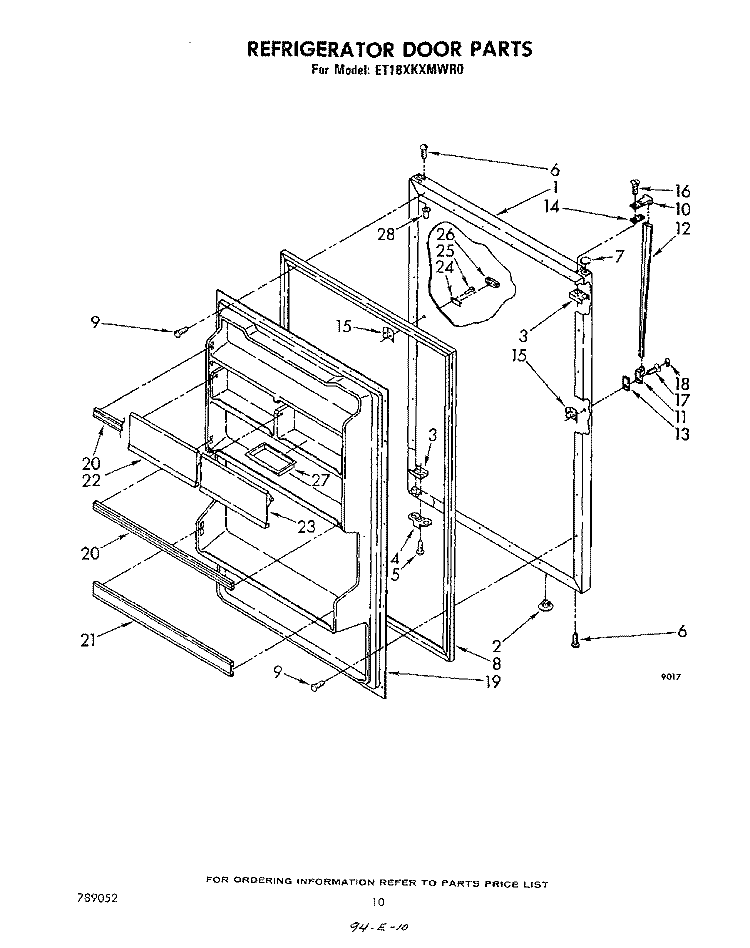 REFRIGERATOR DOOR , MISCELLANEOUS Diagram and Parts List for ET18XKMWR0  Whirlpool Refrigerator