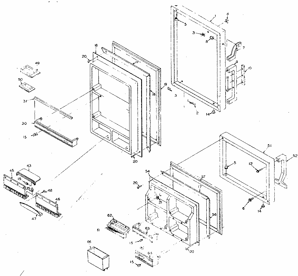 Door Parts Diagram and Parts List for 106R14FL1  Kenmore Refrigerator