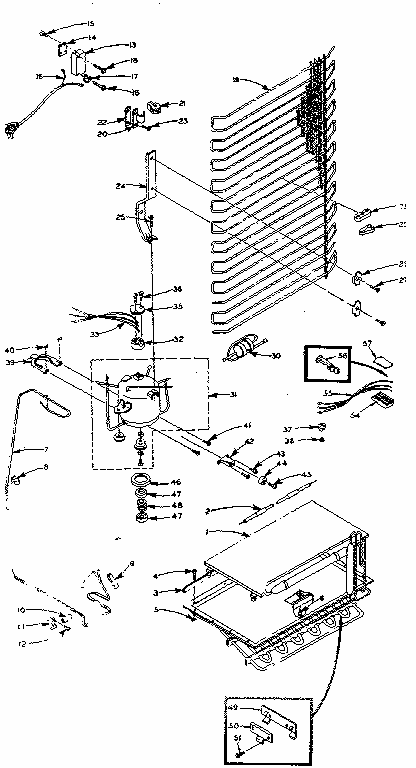 Refrigerator Unit Parts Diagram and Parts List for 106M12C-F  Kenmore Refrigerator