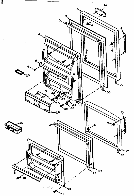 Door Parts Diagram and Parts List for 106T14G2  Kenmore Refrigerator