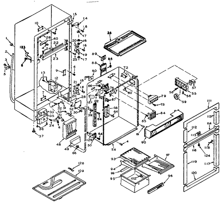 Cabinet Parts Diagram and Parts List for 106T12E  Kenmore Refrigerator