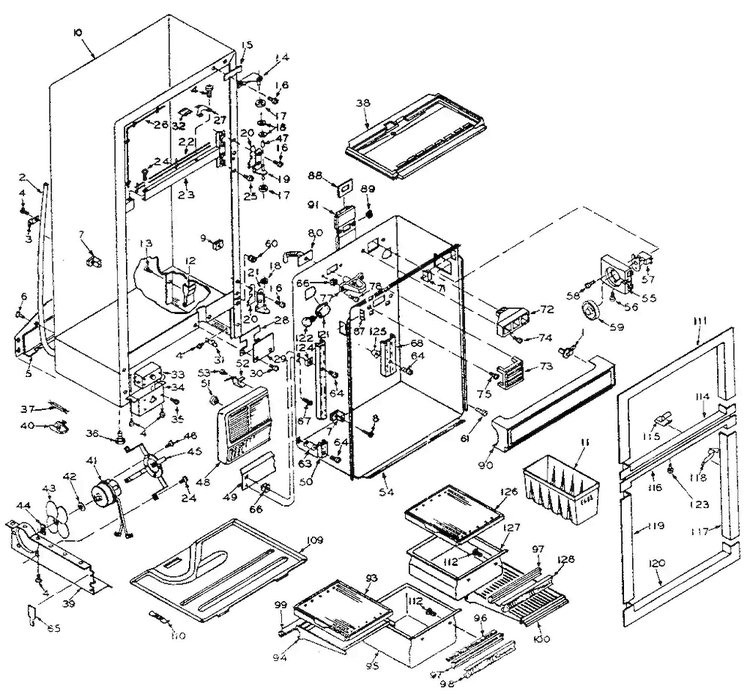 Cabinet Parts Diagram and Parts List for 106W14EL5  Kenmore Refrigerator