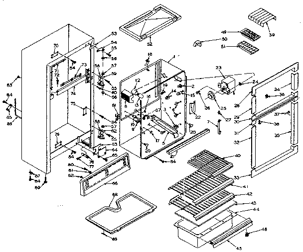 Cabinet Parts Diagram and Parts List for 106T14D  Kenmore Refrigerator