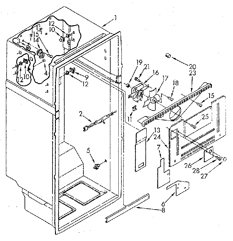 Liner Diagram and Parts List for ET20NKXSM10  Whirlpool Refrigerator
