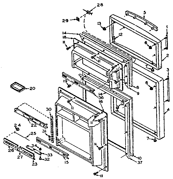Door Parts Diagram and Parts List for 106U16EIML1  Kenmore Refrigerator