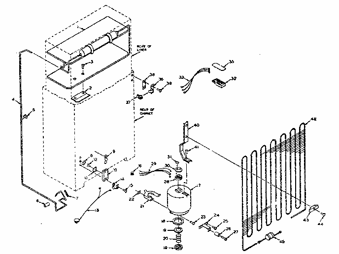 Refrigerator Unit Parts Diagram and Parts List for 106N9A  Kenmore Refrigerator