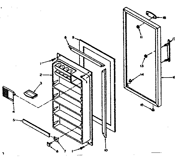 Door Parts Diagram and Parts List for 106U13ML  Kenmore Refrigerator