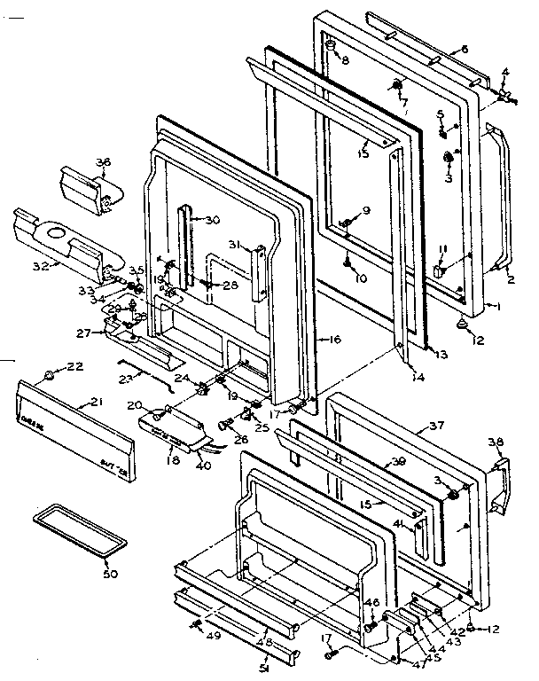 Refrigerator Door Parts Diagram and Parts List for 106S13GIMLY  Kenmore Refrigerator