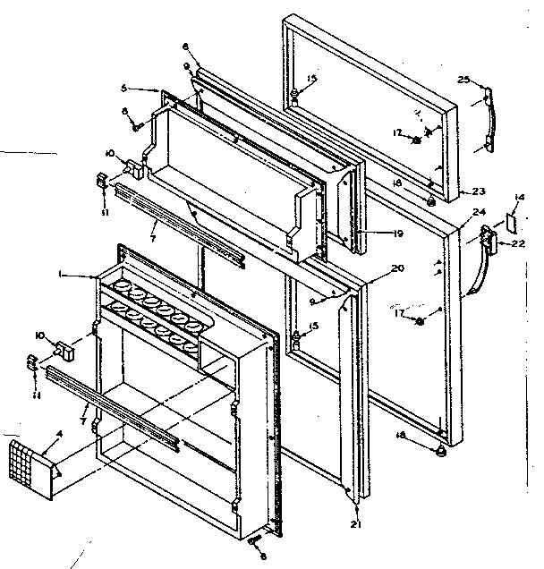 Door Parts Diagram and Parts List for 106W12B  Kenmore Refrigerator