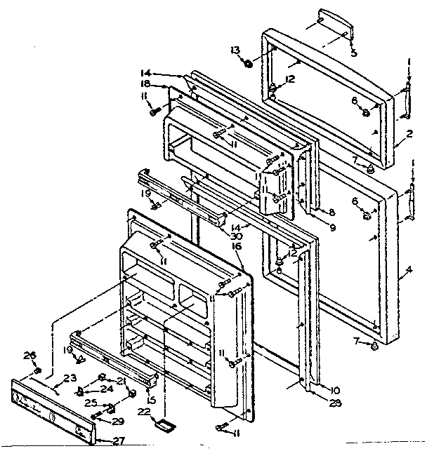 Door Parts Diagram and Parts List for 106U16ES2  Kenmore Refrigerator