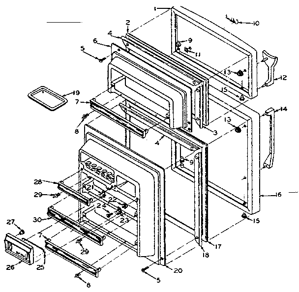 Door Parts Diagram and Parts List for 106S12D1  Kenmore Refrigerator