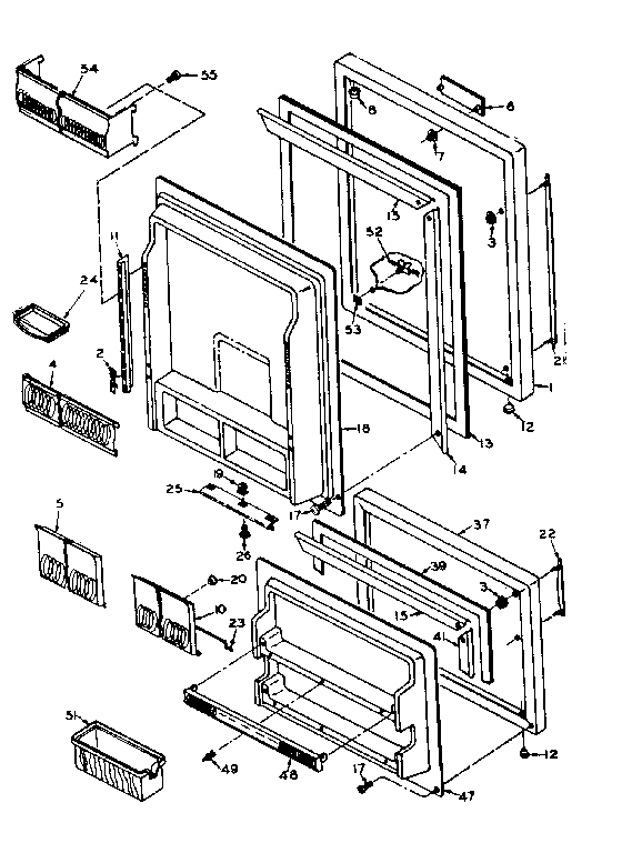 Door Parts Diagram and Parts List for 106U14G  Kenmore Refrigerator