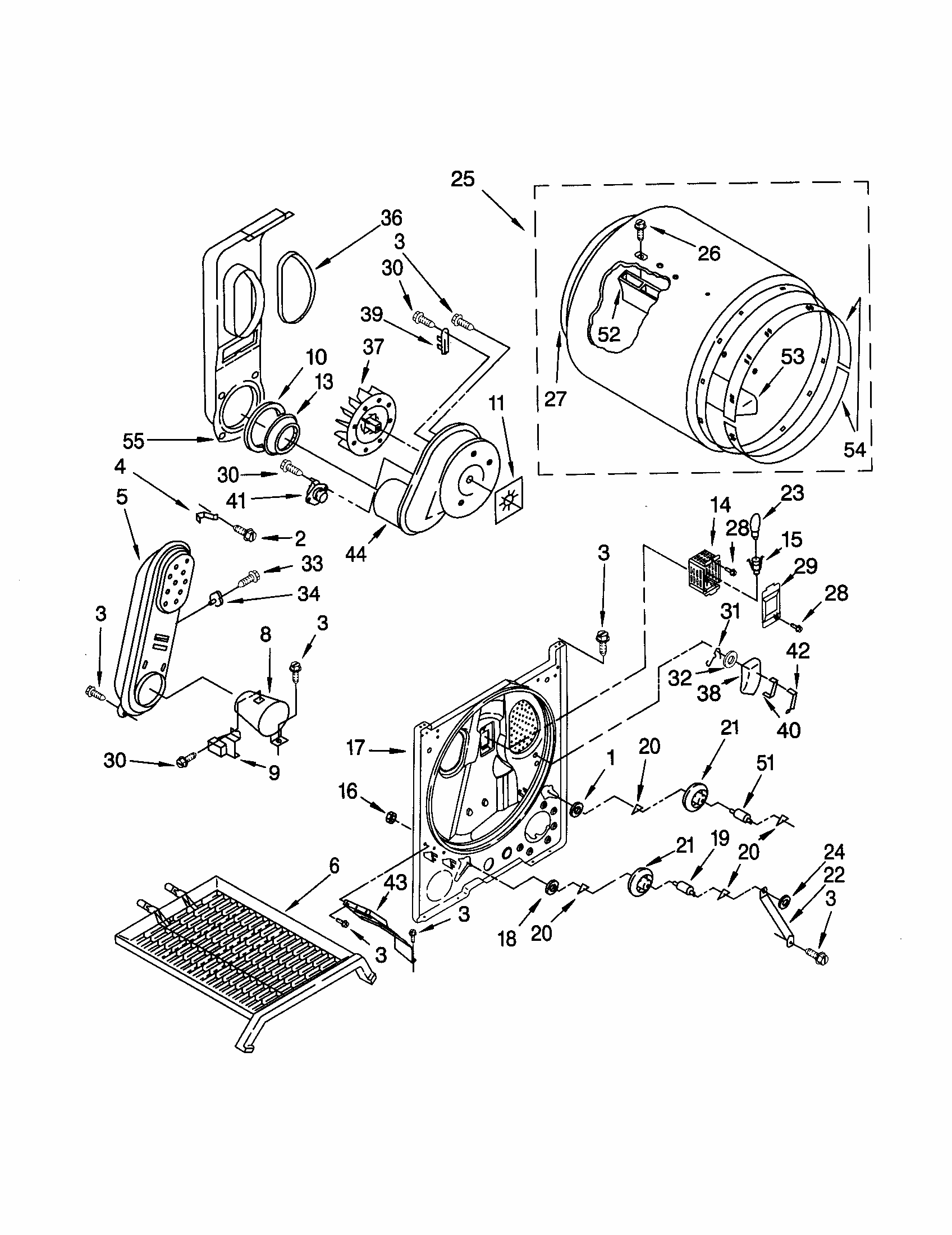 Bulkhead Diagram and Parts List for 110C70834990  Kenmore Dryer