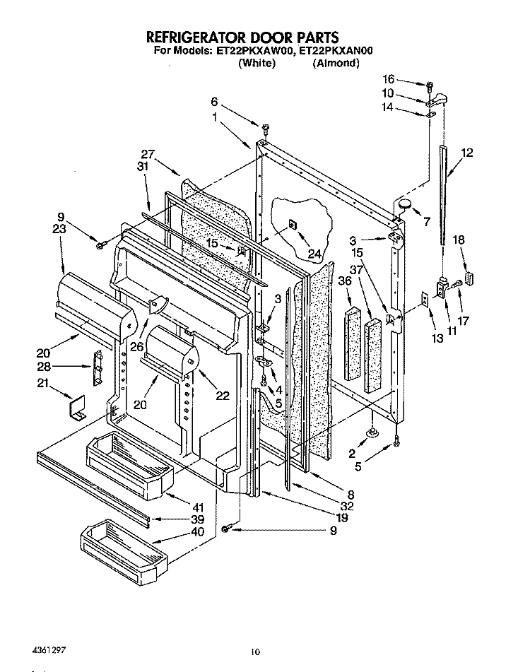 REFRIGERATOR DOOR Diagram and Parts List for ET22PKXAW00  Whirlpool Refrigerator