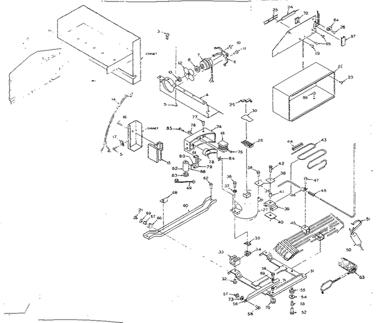 Refrigerator Unit Diagram and Parts List for 106R14FL  Kenmore Refrigerator
