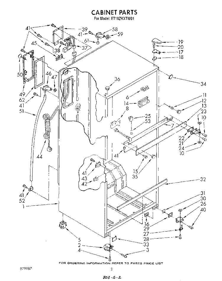 CABINET Diagram and Parts List for ET18ZKXTM01  Whirlpool Refrigerator