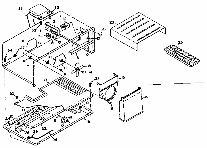 Freezer Parts Diagram and Parts List for 106S12E-1  Kenmore Refrigerator
