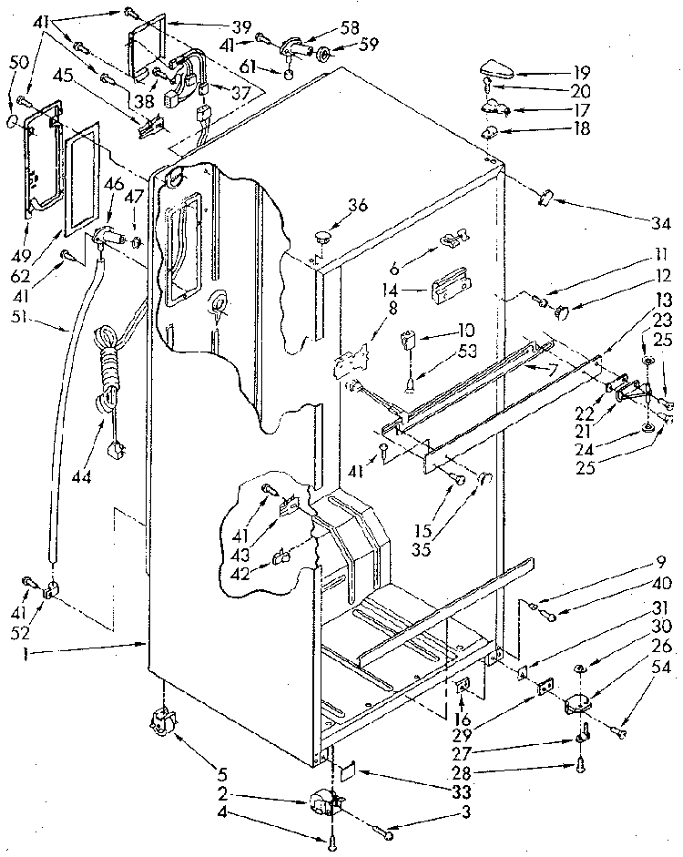 Cabinet Diagram and Parts List for ET18GKXSF04  Whirlpool Refrigerator