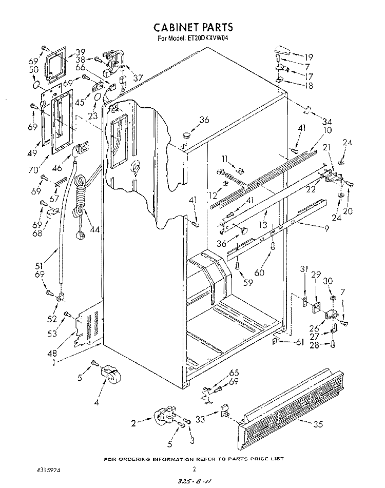 CABINET Diagram and Parts List for ET20DKXVM04  Whirlpool Refrigerator