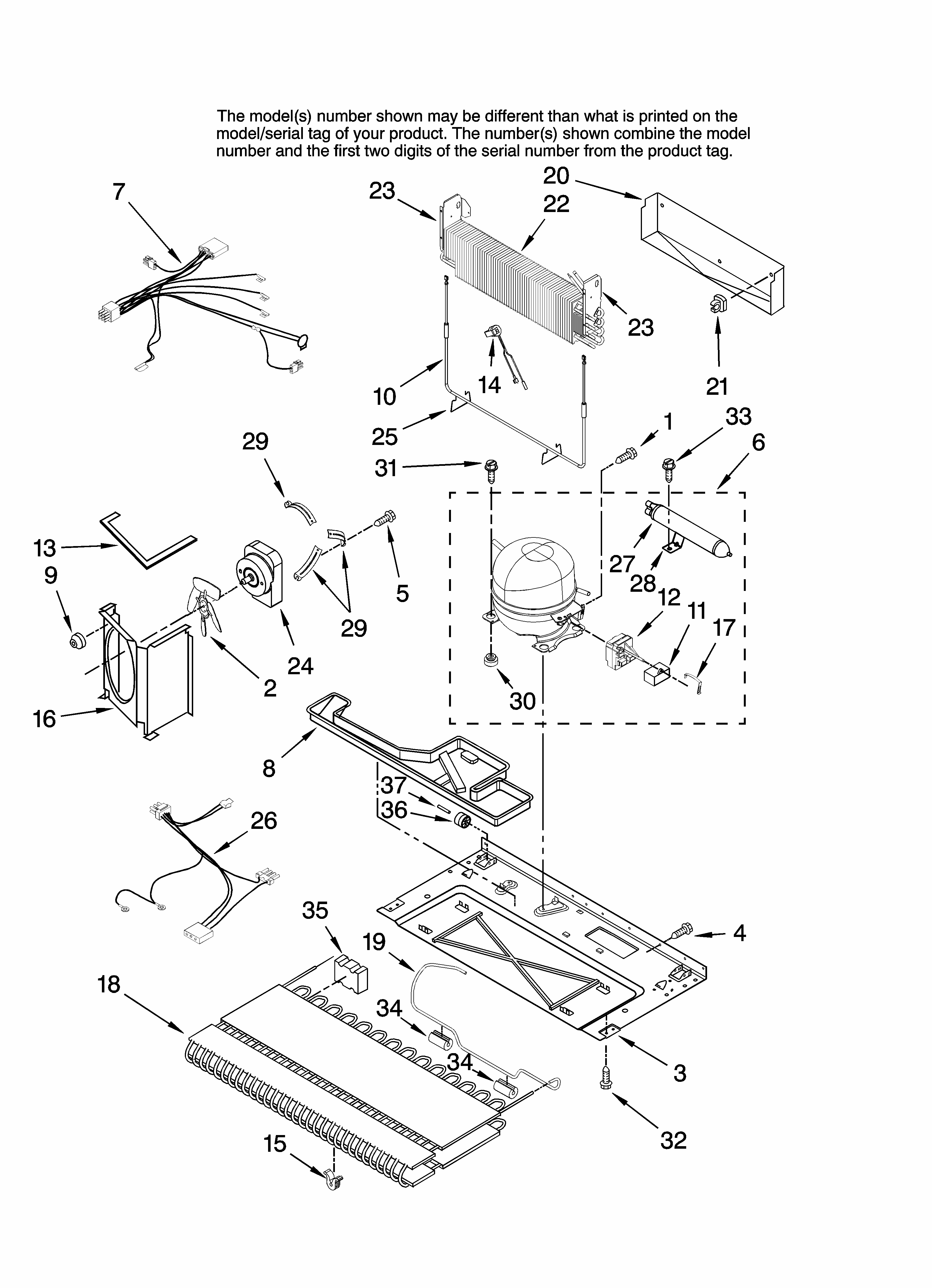 Unit Parts Diagram and Parts List for GB9SHKXMQ12  Whirlpool Refrigerator