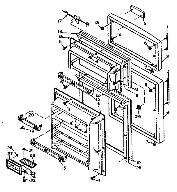 Refrigerator Door Parts Diagram and Parts List for 106U14EL1  Kenmore Refrigerator