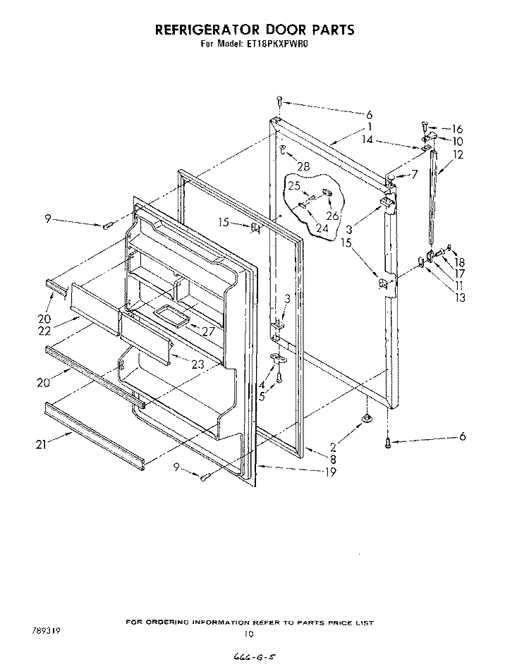 REFRIGERATOR DOOR, NOT ILLUSTRATED Diagram and Parts List for ET18PKXPWR0  Whirlpool Refrigerator