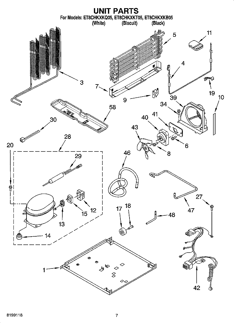 UNIT PARTS Diagram and Parts List for ET8CHKXKT05  Whirlpool Refrigerator