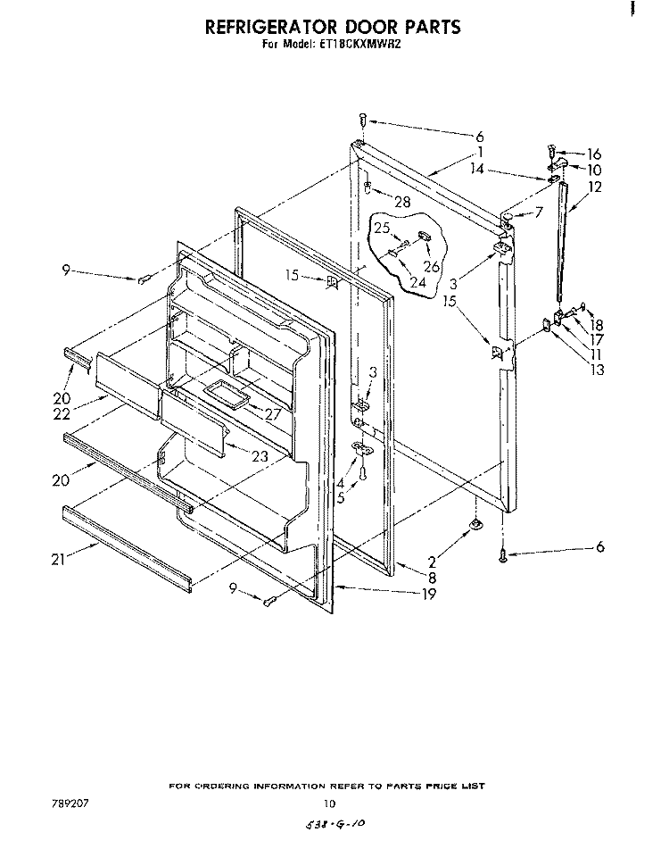 REFRIGERATOR DOOR , MISCELLANEOUS Diagram and Parts List for ET18CKXMWR2  Whirlpool Refrigerator