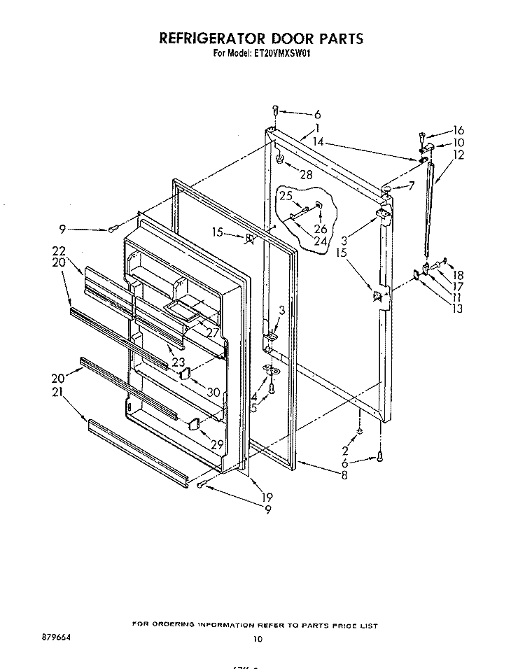 REFRIGERATOR DOOR Diagram and Parts List for ET20VMXSW01  Whirlpool Refrigerator