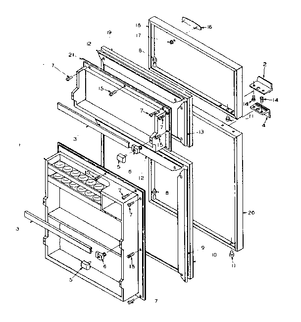 Door Parts Diagram and Parts List for 106T12DSL  Kenmore Refrigerator