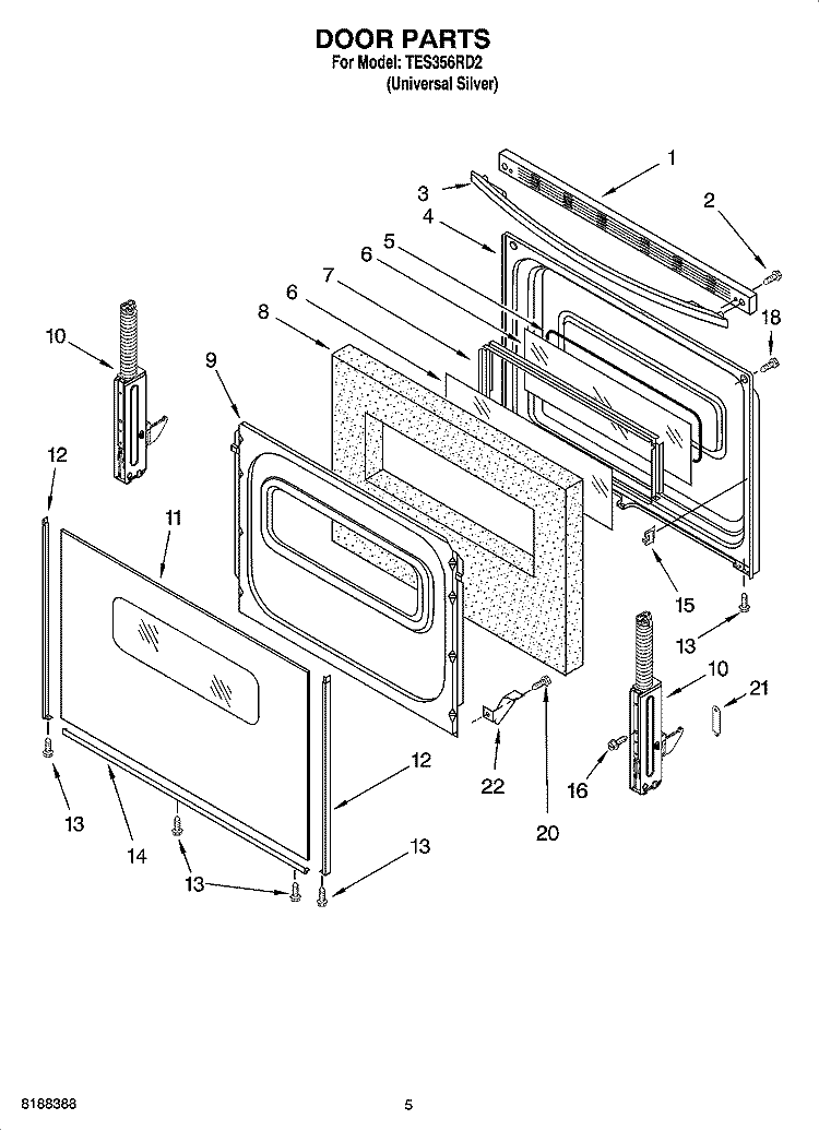 DOOR PARTS Diagram and Parts List for TES356RD2  Estate Range