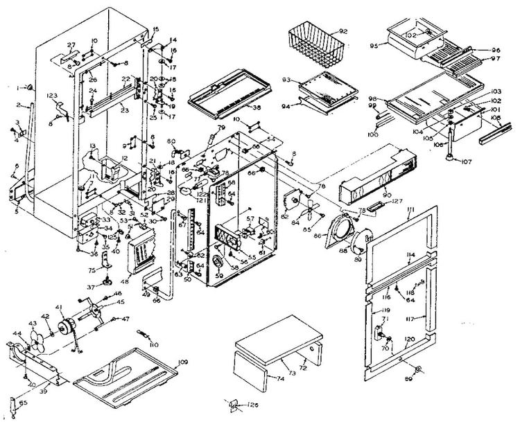 Cabinet Parts Diagram and Parts List for 106S16E  Kenmore Refrigerator