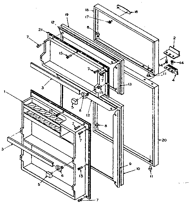 Door Parts Diagram and Parts List for 106T12DS1  Kenmore Refrigerator