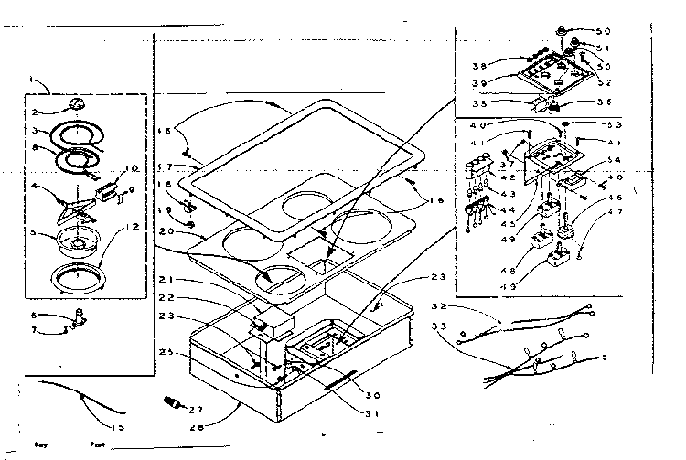 Four Surface Unit Drop-in Diagram and Parts List for 15440485  Kenmore Cooktop