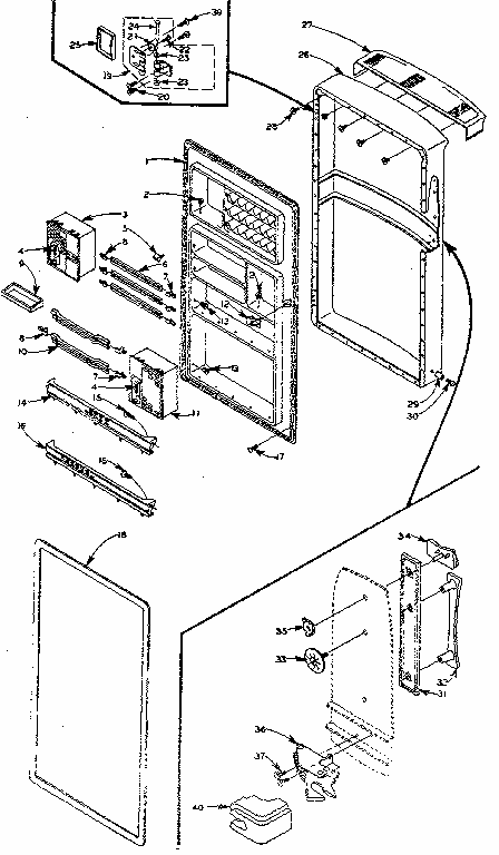 Refrigerator Door Parts Diagram and Parts List for 106M12C-F  Kenmore Refrigerator