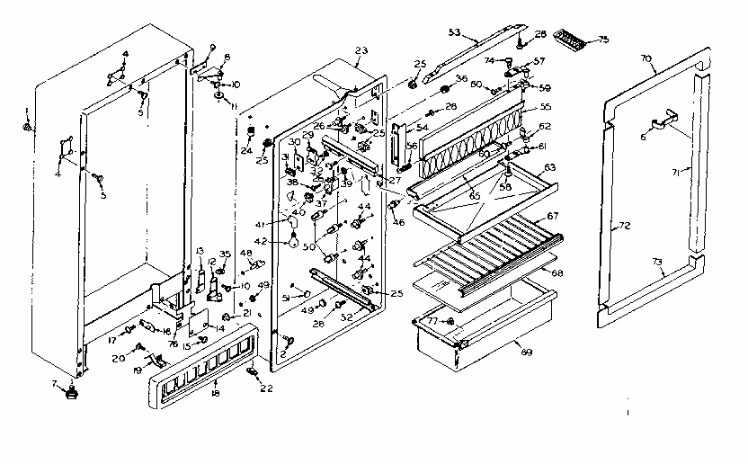 Cabinet Parts Diagram and Parts List for 106T11AL  Kenmore Refrigerator