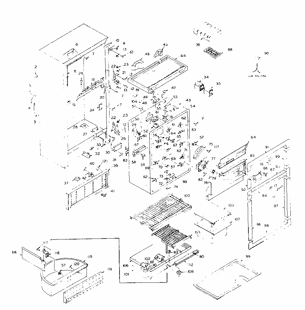 Cabinet Parts Diagram and Parts List for 106R14EL1  Kenmore Refrigerator