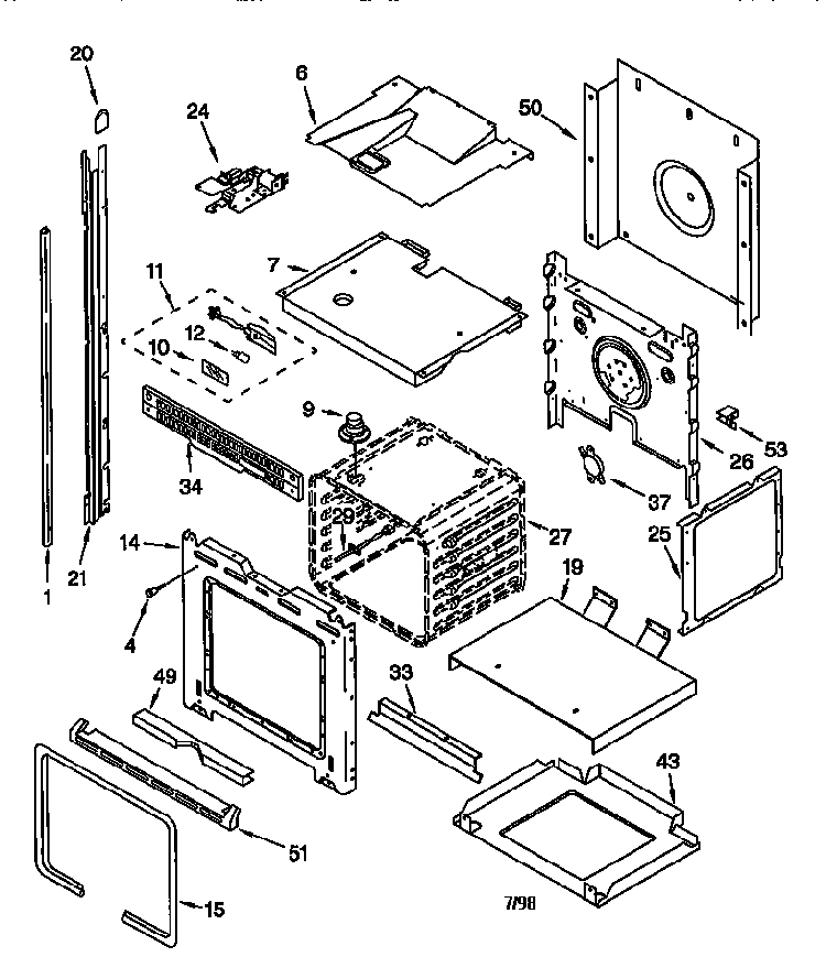 Oven Diagram and Parts List for KEBS277DBL3  KitchenAid Wall Oven