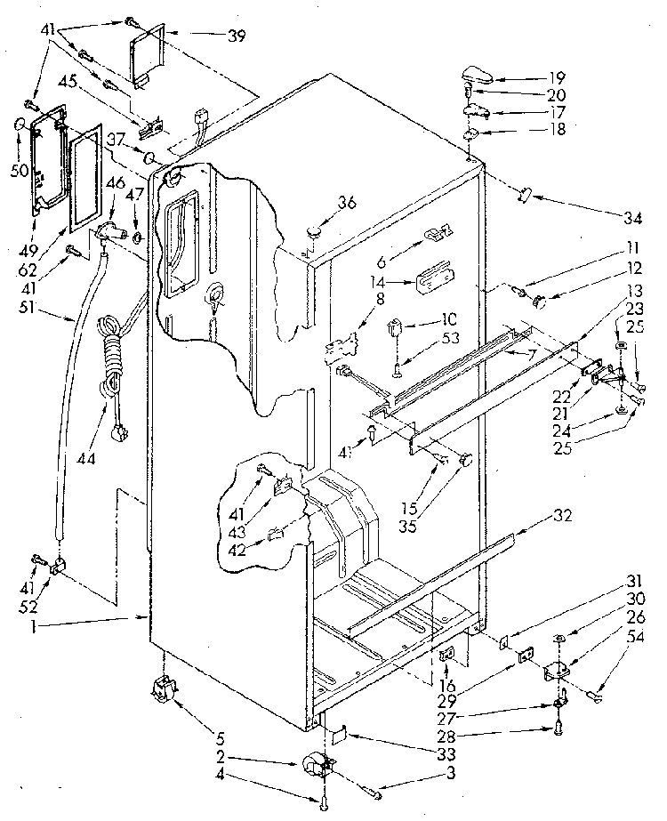 Cabinet Diagram and Parts List for ET18GKXSG0B  Whirlpool Refrigerator