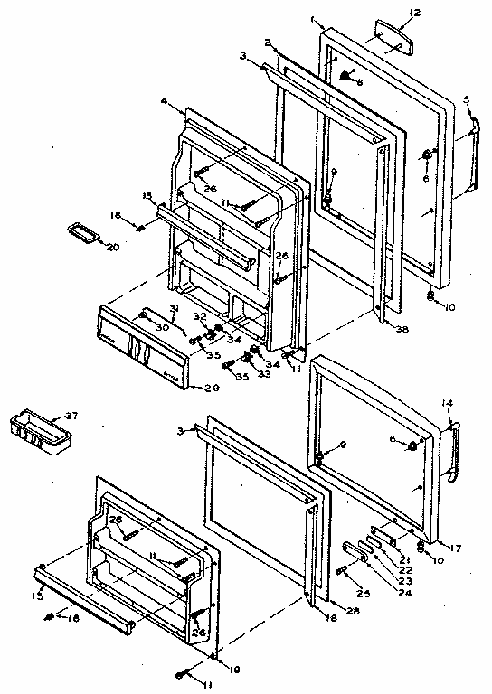 Door Parts Diagram and Parts List for 106T14G  Kenmore Refrigerator