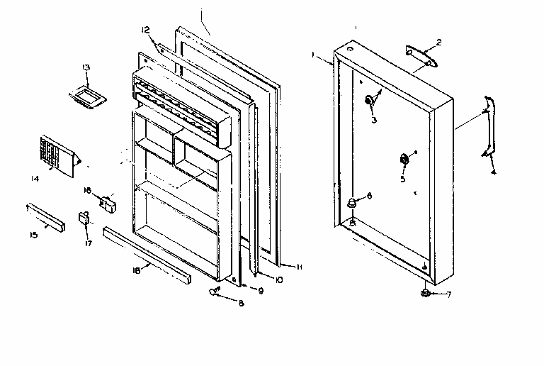 Door Parts Diagram and Parts List for 106T11AL  Kenmore Refrigerator
