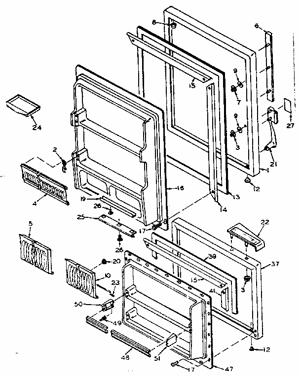 Door Parts Diagram and Parts List for 106W14FIML1  Kenmore Refrigerator