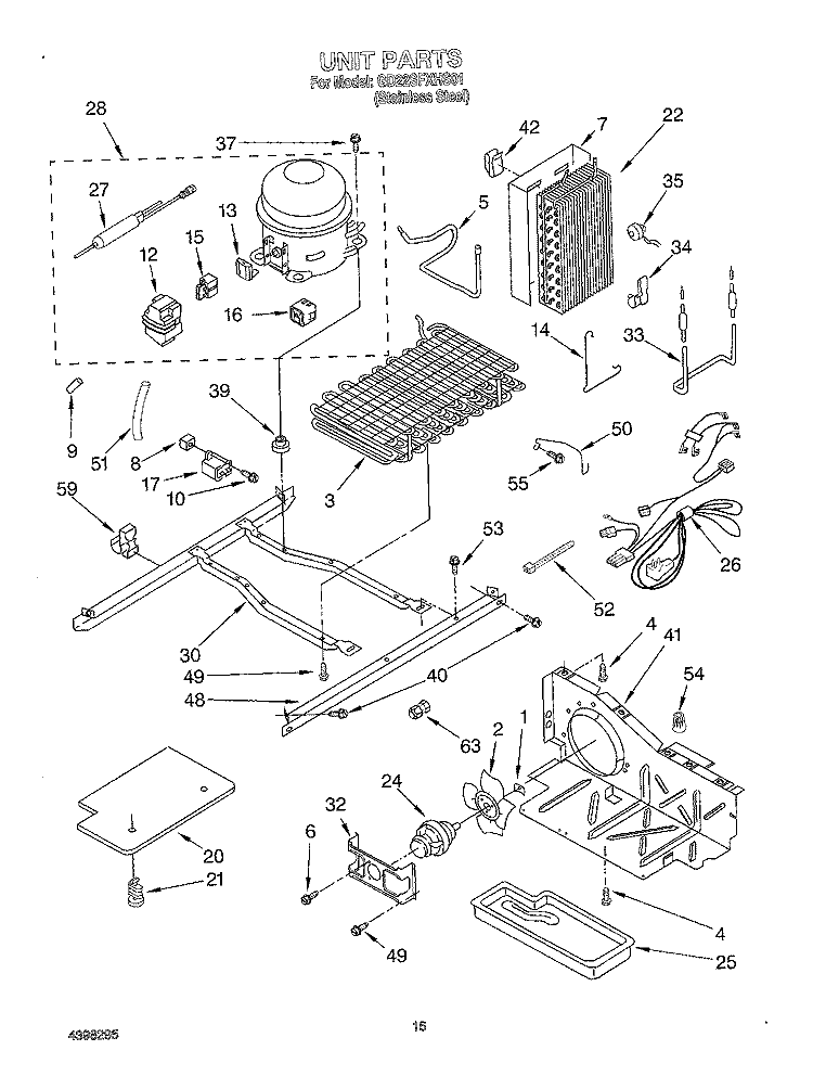 UNIT Diagram and Parts List for GD22SFXHS01  Whirlpool Refrigerator
