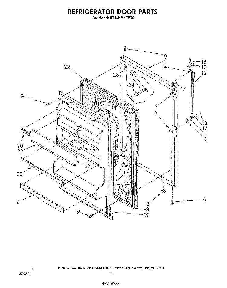 REFRIGERATOR DOOR Diagram and Parts List for ET18HMXTW00  Whirlpool Refrigerator