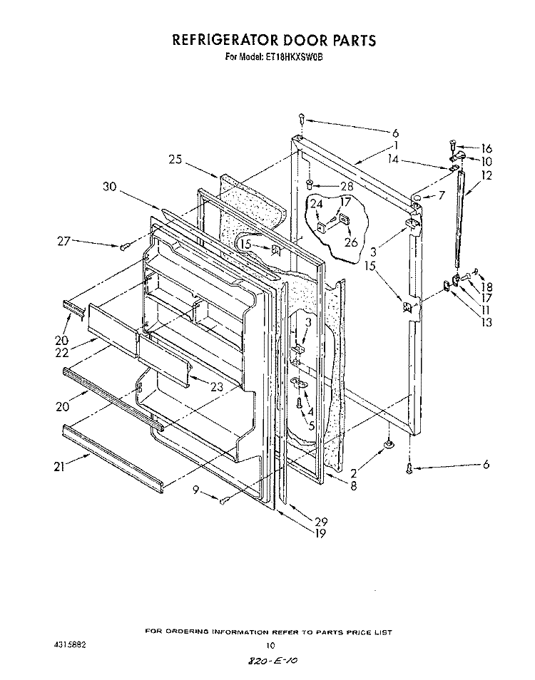 REFRIGERATOR DOOR, LIT/OPTIONAL Diagram and Parts List for ET18HKXSW0B  Whirlpool Refrigerator